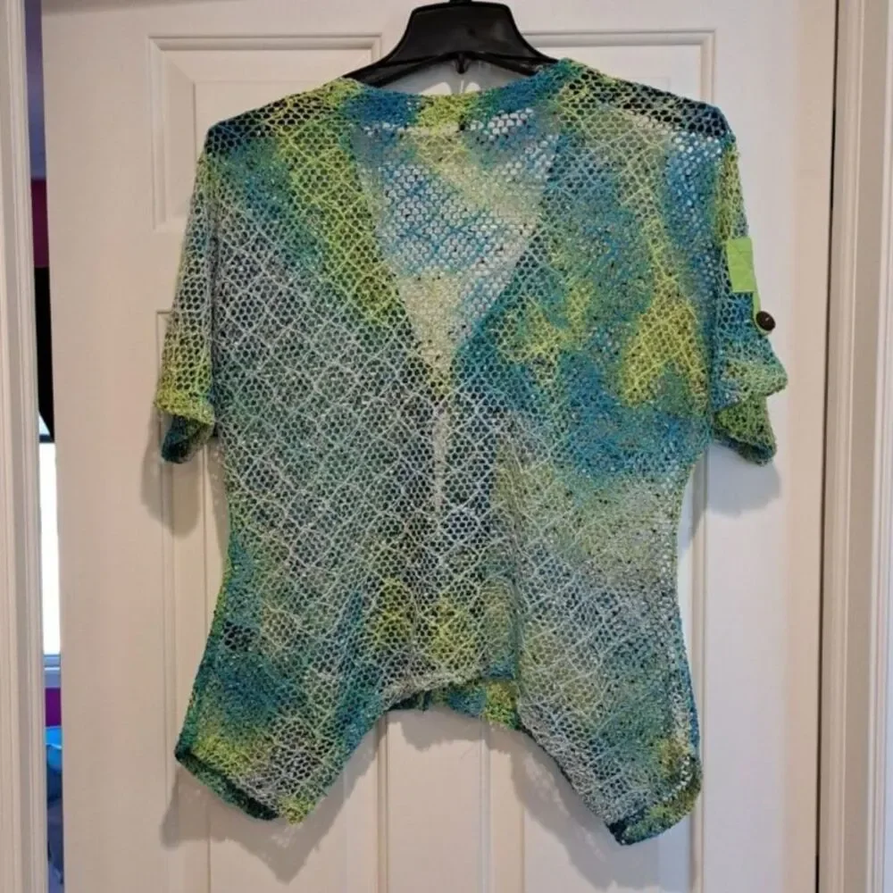 Kaktus Green Open Knit Cardigan Fisherman Laggenlook Lagom Womens S